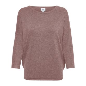 Saint Tropez R-Neck Pullover Antler Melange Sweater - Dames - Truien - Bruin - Maat: L