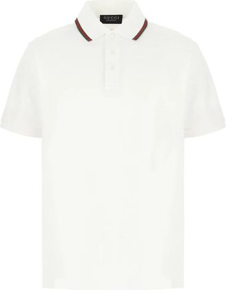 Gucci Polo shirt van katoenen jersey piqu&eacute; - Heren - Polos - Wit - XL - Katoen - Tops