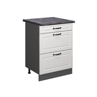 Vicco Mueble Bajo De Cocina R-line, Blanco Casa De Campo, 60 Cm Con Cajones, Et Antracita Vicco