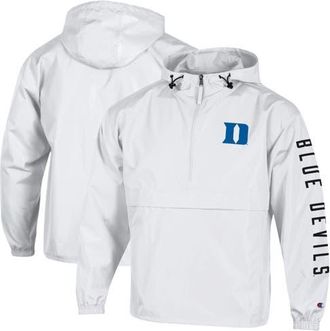 Champion Mens Champion White Duke Blue Devils Cloud Packable Half-Zip Hooded Jacket at Nordstrom, Size X-Large