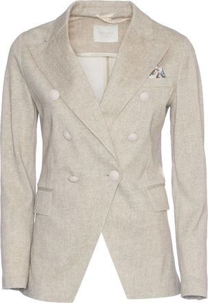 Circolo 1901 double-breasted flower blazer - women - Cotton/Lycra - 42 - Neutrals