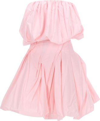 Magda Butrym Strapless Gathered Poplin Mini Dress