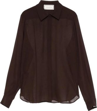 Tagliatore Brown Silk Shirt