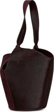 Khaite Womens Tote Bag Mini Lotus Red Calf Leather Suede; Shoulder