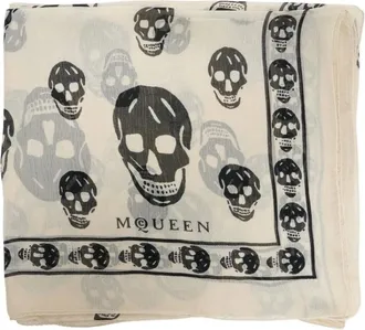 Alexander McQueen Alexander McQueen, Silky Scarves, female, Multicolor, Size: ONE SIZE Classic Silk Chiffon Skull Scarf