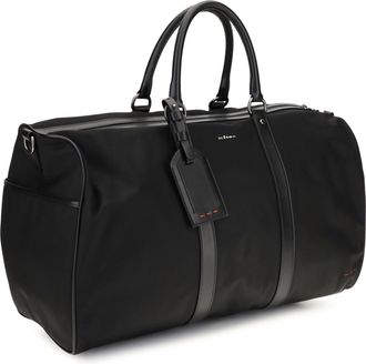 Kiton Mens Leather-Trim Travel Duffle Bag Nero Nylon Handbags Hand