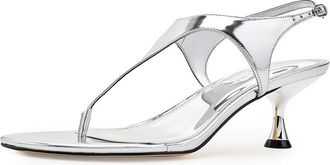 Marc Fisher Pelysa Womens Dress Sandals Silver Mirror Metallic Leather : 8.5 M