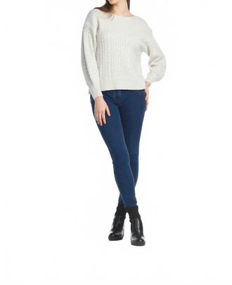 Papillon Cable Knit Sweater With Ribbed Trim Detail In Silver
