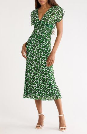 Diane Von F&uuml;rstenberg Charlotte Plunge Neck Maxi Dress in Berries Indian Green at Nordstrom Rack, Size Xx-Small