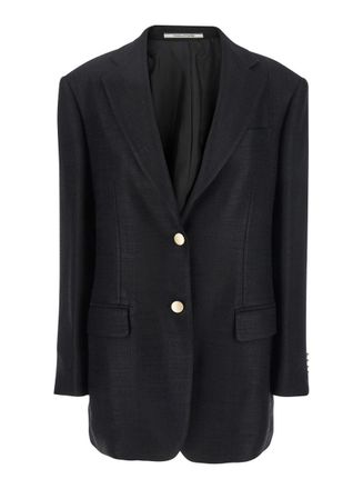 Tagliatore Black Jacket With Pointed Lapels And Front Pockets In Viscose Blend Woman