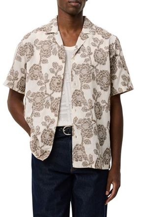 Les Deux Lesley Floral Jacquard Camp Shirt in Ivory at Nordstrom, Size Xx-Large