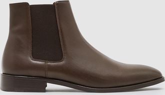 Reiss Dark Brown Leather Chelsea Boots, E41