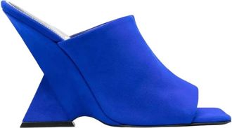 The Attico Blauwe Su&egrave;de Muiltjes Cheope Stijl - Dames - Muiltjes - Blauw - 38 EU - Su&egrave;de - Schoenen