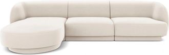 BLOOMINGLOFT 4-Sitzer Design Ecksofa Miley - mit Samtbezug Soft Beige