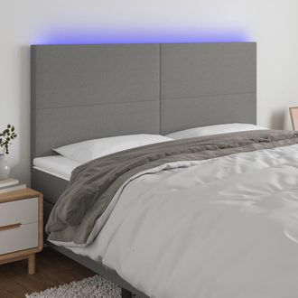 vidaXL Cabecero Con Luces Led Tela Gris Oscuro 200x5x118/128 Cm Vidaxl