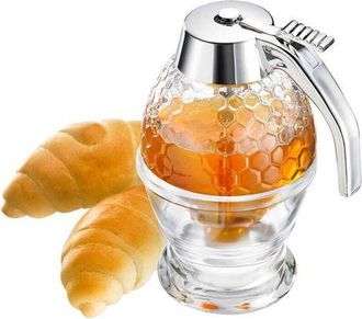 OEM Dispensador De Miel, Dispensador Dosificador De Miel Con Soporte, Dise&ntilde;o De Panal, Transparente