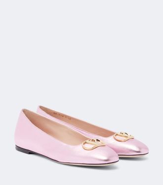 Valentino Garavani VLogo metallic leather ballet flats
