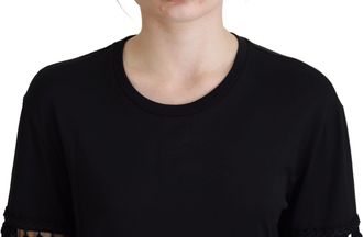 Dolce & Gabbana Womens Black T-Shirt Blouse Tassle Cotton
