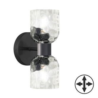Dainolite 2 Light Matte Black Wall Sconce w/ Clear Water Glass