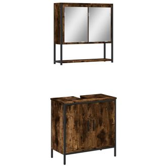 Berkfield Home 2 Piece Bathroom Furniture Set Smoked Oak Engineered Wood in Brown
