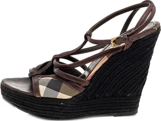 Burberry 120 mm leren sandalen met sleehak - Bruin