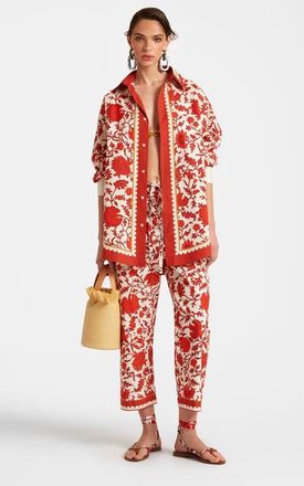 La DoubleJ Drawstring Pants in Dragonflower Mini Red at Nordstrom, Size X-Small