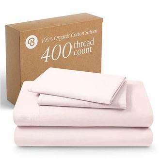 Bare Home 400 Thread Count Organic Cotton Sateen Sheet Set in Dusty Pink at Nordstrom, Size California King