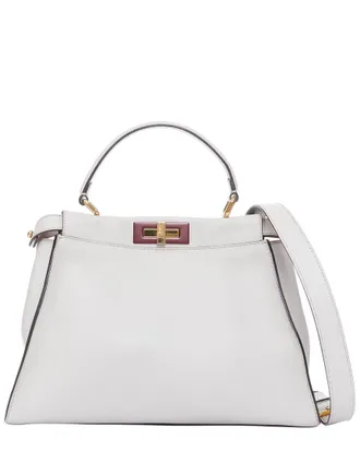 Fendi Fendi Beige Leather Peekaboo Medium Selleria Bag (Authentic Pre-Loved)