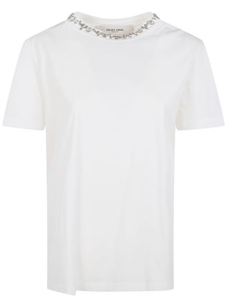 Golden Goose Golden WS Regular T-Shirt Distressed Cotton Jersey Wit