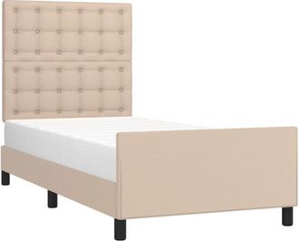 vidaXL Estructura Cama Sin Colch&oacute;n Cuero Sint&eacute;tico Capuchino 90x190 Cm Vidaxl