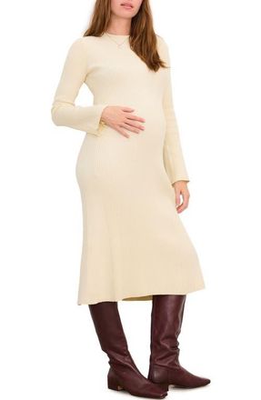 Hatch The Odette Ribbed Midi Dress in Ivory at Nordstrom, Size X-Small