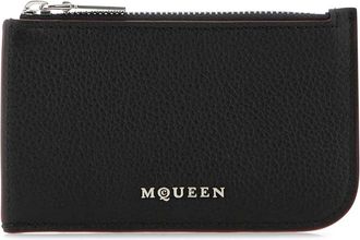 Alexander McQueen Stijlvolle Zwarte Leren Kaarthouder - Heren - Portefeuilles - Zwart - ONE Size - Accessoires