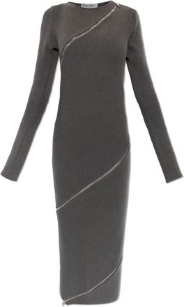 The Attico Jurk met decoratieve ritsen - Dames - Kleedjes - Grijs - M - Wol - Kleedjes