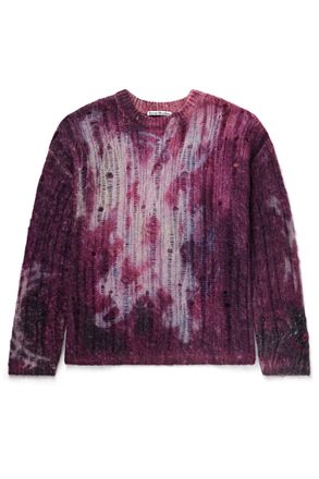 Acne Studios Tie-Dyed Distressed Knitted Sweater