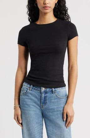 BP. Stretch Cotton Blend Crewneck T-Shirt in Black at Nordstrom, Size Xx-Small