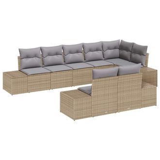 vidaXL Vidaxl - Conjunto De Sof&aacute; De Jard&iacute;n Con Coj&iacute;n 8 Pcs Beige Y Gris Claro