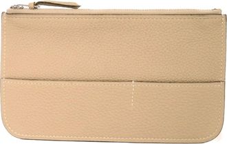 Herm&egrave;s Beige Taurillon Clemence Leather Coin Purse/Coin Case (Pre-Owned)