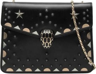 Bulgari Pre-owned Shoulder Bags, female, Black, Size: ONE SIZE Pre-owned Vintage Leather Crossbody Bag