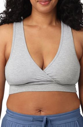 Kindred Bravely Busty French Terry Racerback Nursing & Sleep Bra - Fits Sizes 30E-46H in Grey Heather at Nordstrom, Size X-Large