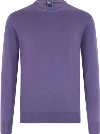 Fedeli Rondgebreide Trui - Heren - Cashmere truien - Paars - M - Kasjmier - Truien & Vesten