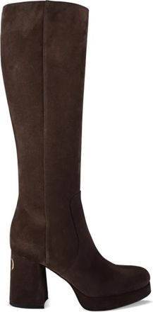 Valentino Garavani Fawcette Hoge Hak Laarzen - Dames - Laarzen met Hak - Bruin - 35 EU - Leer - Schoenen