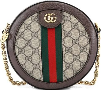 Gucci Ophidia Round Shoulder Bag GG Coated Canvas Mini crossbody bag - Marrone