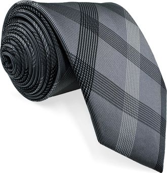 Shlax & Wing Shlax&Wing Skinny Necktie Mens Tie Grey Checked 2.36 Width Silk Business Slim