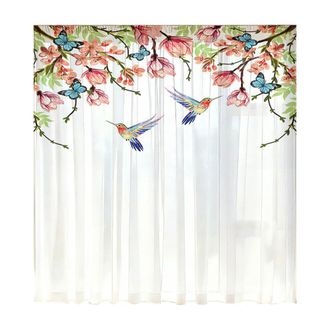 OEM Panel De Cortina Transparente Con Estampado Floral - Flores 2, 132x160cm
