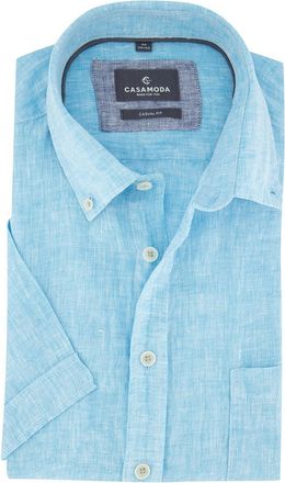 Casamoda Linnen lichtblauw overhemd korte mouw Casa Moda Casual Fit