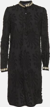 Roberto Cavalli Black Cotton Embellished Mini Dress