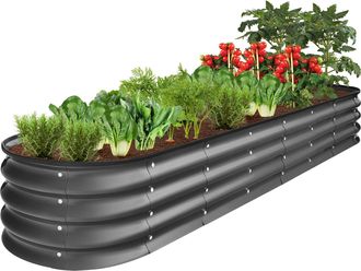 Best Choice Products 8x2x1ft Outdoor Metal Raised Oval Garden Bed, Planter Box for Vegetables, Flowers