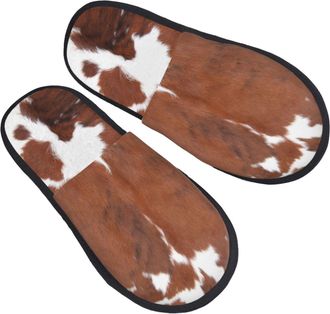 Generic Home Slipper Cowhide Leopard Pattern Warm Slipper Comfortable House Shoes Non-Slip Scuff Slippers For Travel Bedroom Hotel M