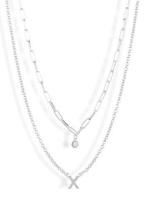 Meshmerise Diamond Initial Charm Necklace in White-X at Nordstrom Rack