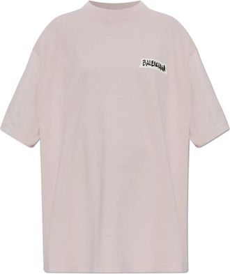 Balenciaga Logo T-shirt - Dames - T-shirts - Roze - XS - Katoen - Tops